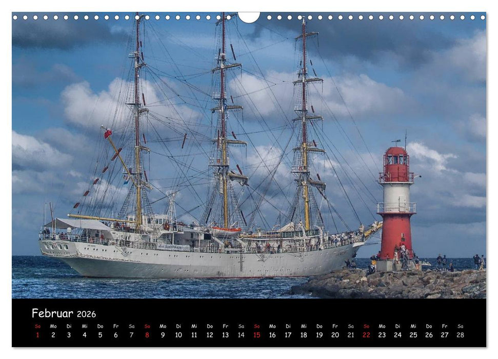 Windjammer vor Warnemünde (CALVENDO Wandkalender 2026)