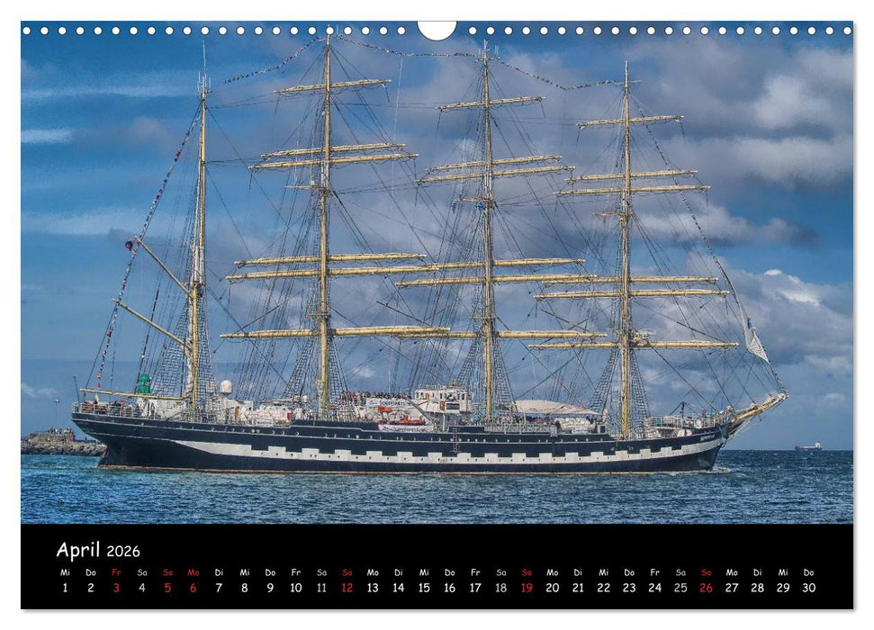 Windjammer vor Warnemünde (CALVENDO Wandkalender 2026)