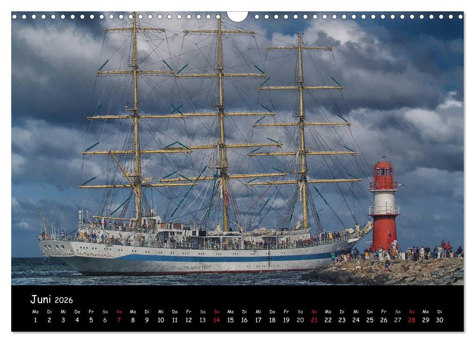 Windjammer vor Warnemünde (CALVENDO Wandkalender 2026)