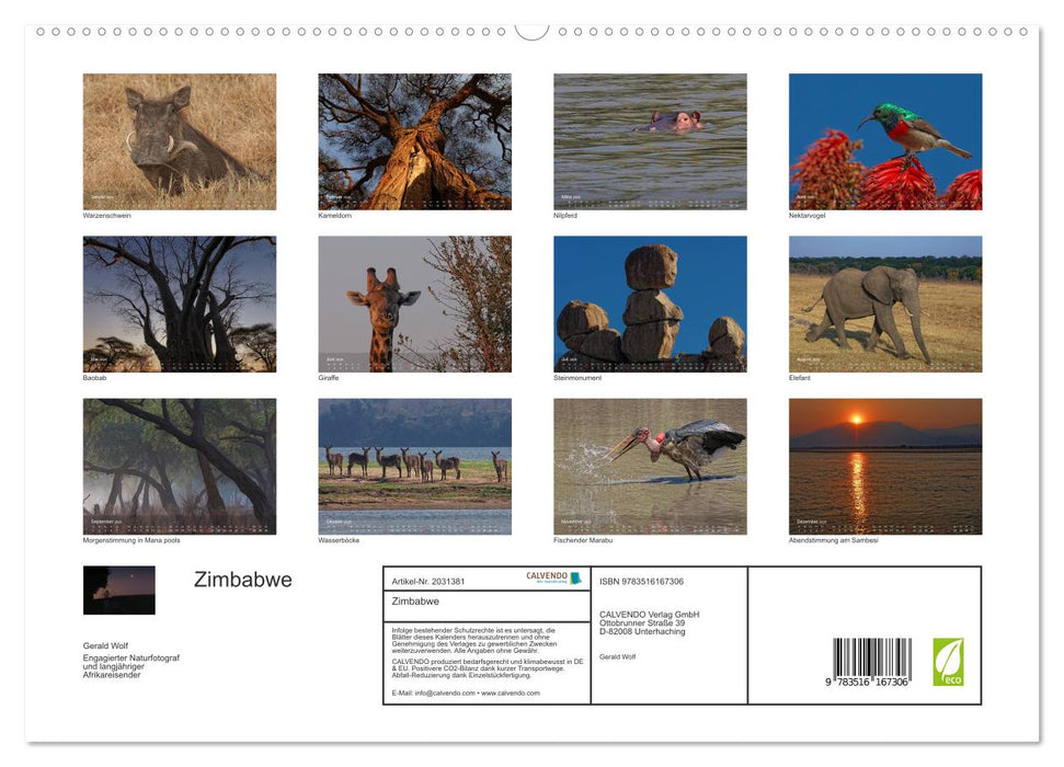 Zimbabwe (CALVENDO Premium Wandkalender 2026)
