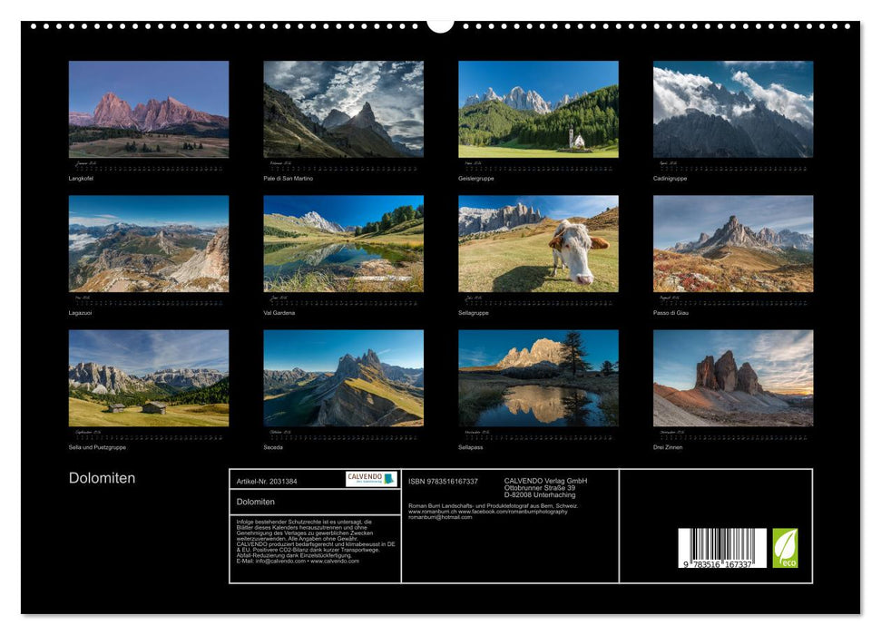Dolomiten (CALVENDO Premium Wandkalender 2026)