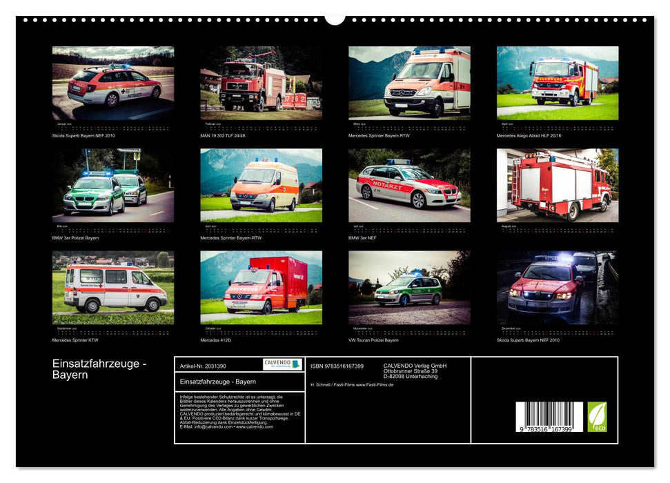 Einsatzfahrzeuge - Bayern (CALVENDO Premium Wandkalender 2026)