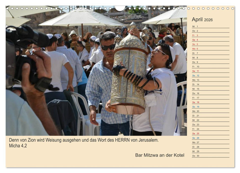 Jerusalem mit Bibelversen / Geburtstagsplaner (CALVENDO Wandkalender 2026)