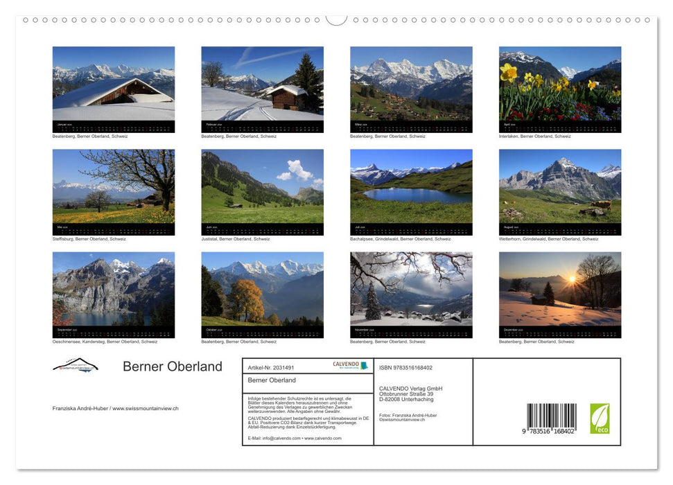 Berner Oberland (CALVENDO Premium Wandkalender 2026)
