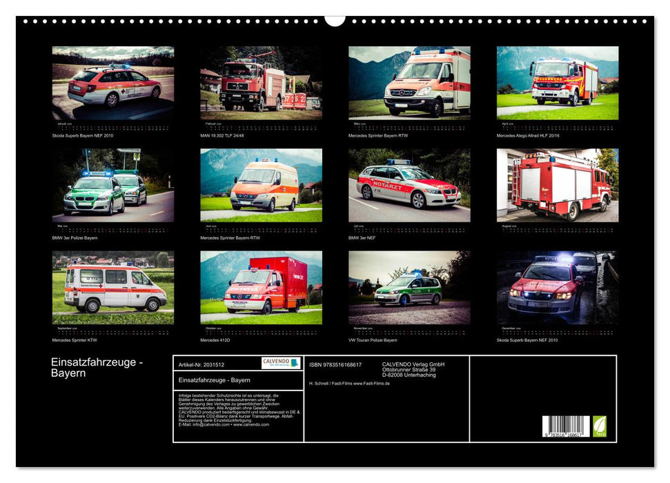 Einsatzfahrzeuge - Bayern (CALVENDO Wandkalender 2026)