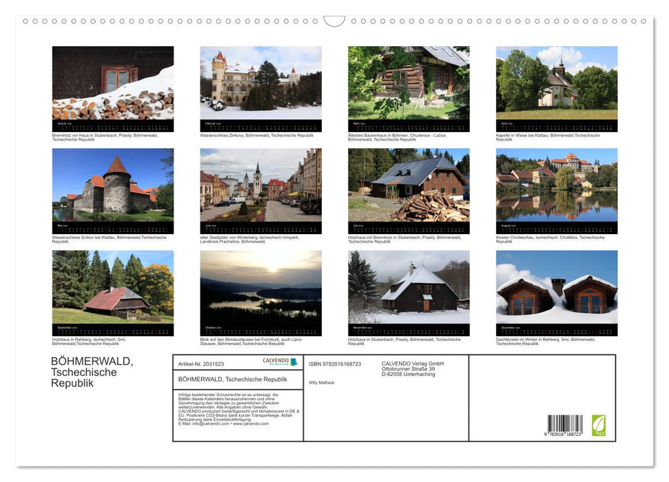 BÖHMERWALD, Tschechische Republik (CALVENDO Wandkalender 2026)