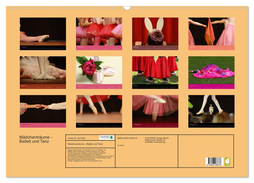 Mädchenträume - Ballett und Tanz (CALVENDO Wandkalender 2026)