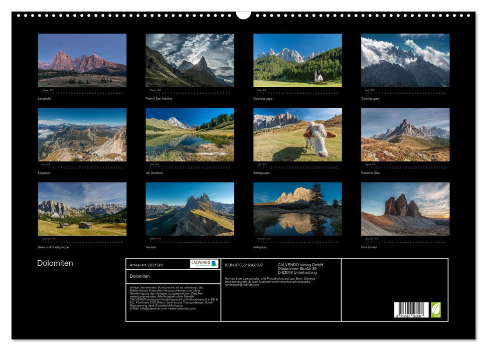 Dolomiten (CALVENDO Wandkalender 2026)