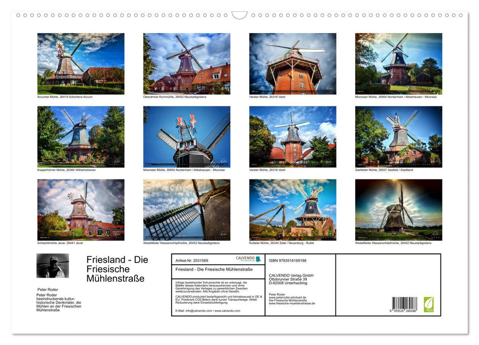 Friesland - Die Friesische Mühlenstraße (CALVENDO Wandkalender 2026)