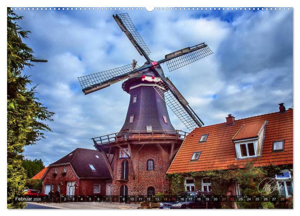 Friesland - Die Friesische Mühlenstraße (CALVENDO Wandkalender 2026)