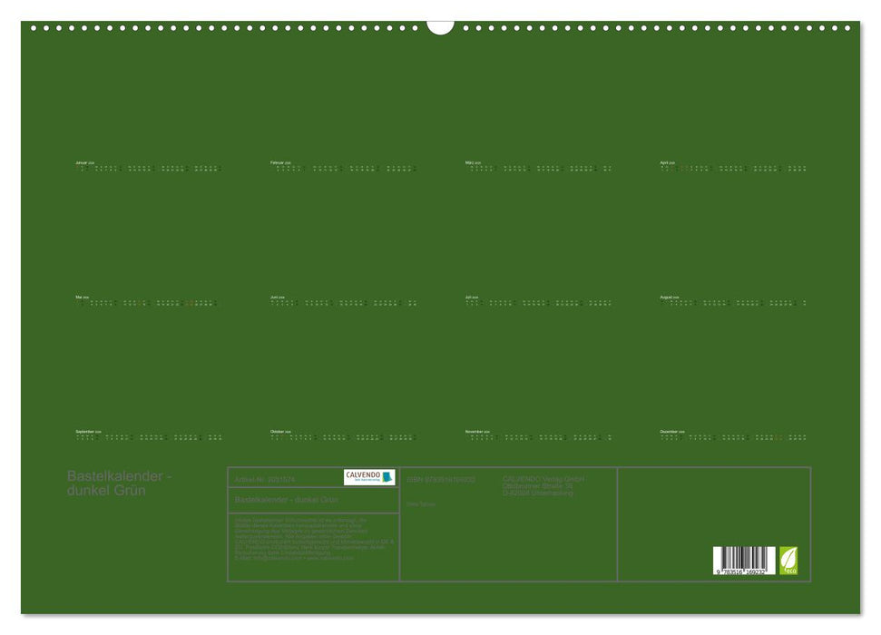 Bastelkalender - dunkel Grün (CALVENDO Wandkalender 2026)