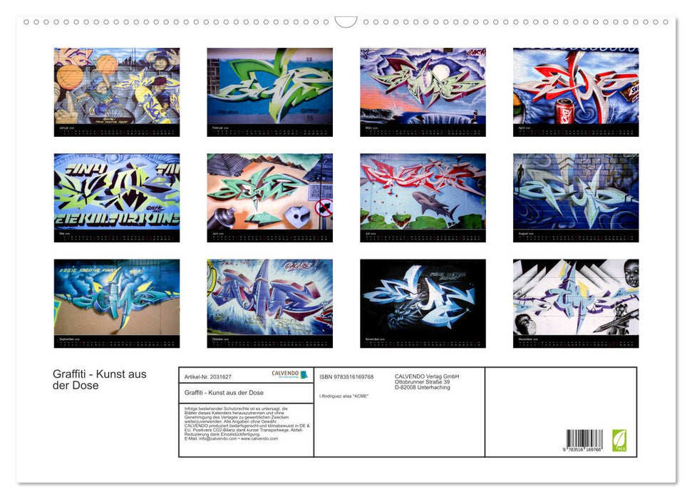 Graffiti - Kunst aus der Dose (CALVENDO Wandkalender 2026)