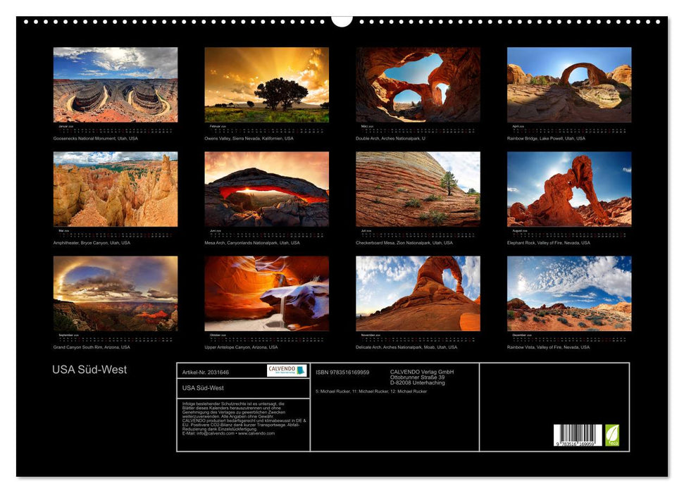 USA Süd-West (CALVENDO Wandkalender 2026)