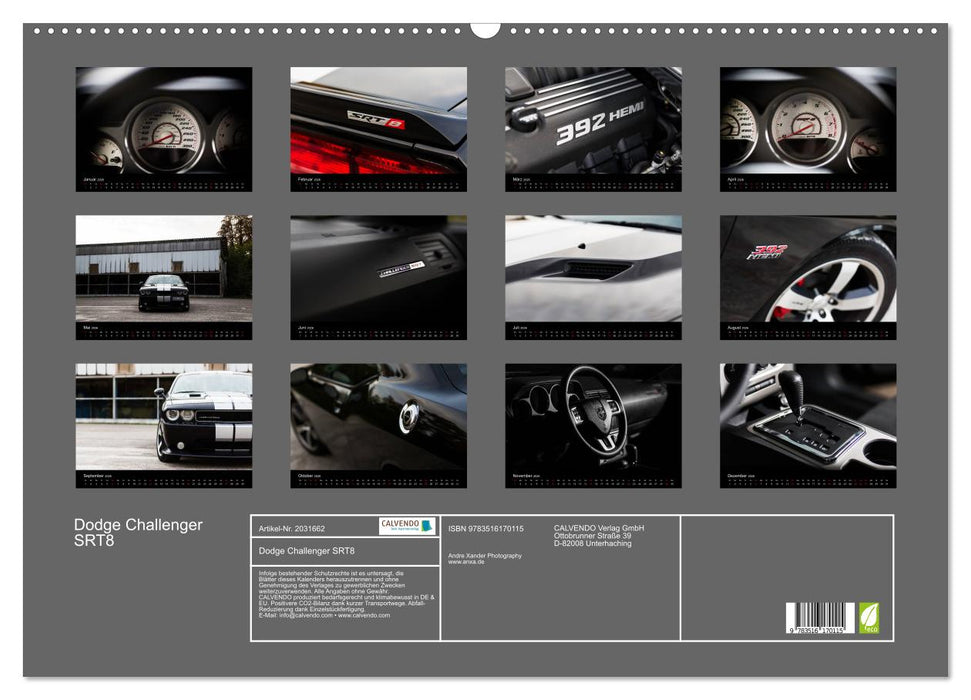 Dodge Challenger SRT8 (CALVENDO Wandkalender 2026)