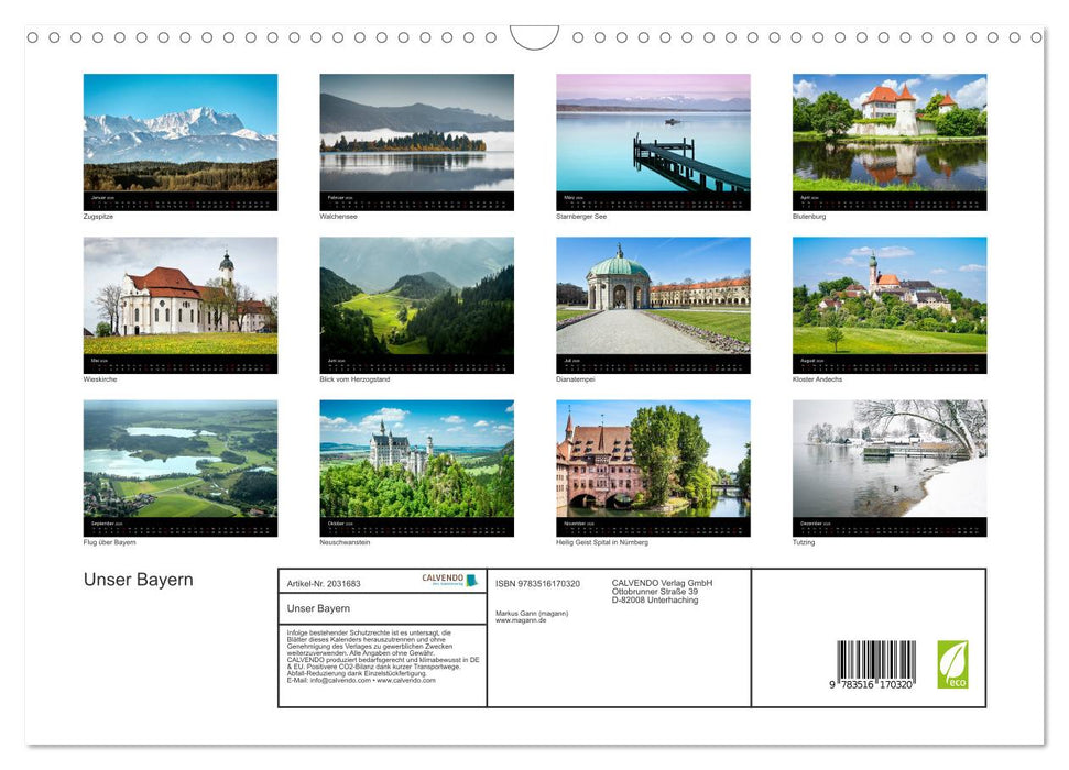 Unser Bayern (CALVENDO Wandkalender 2026)