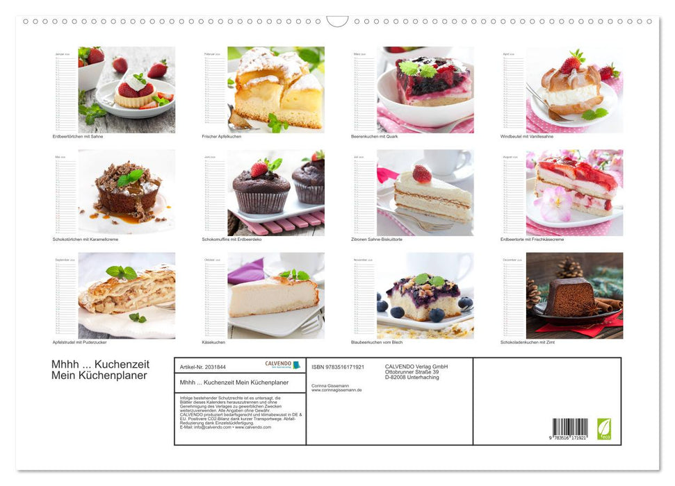 Mhhh ... Kuchenzeit Mein Küchenplaner (CALVENDO Wandkalender 2026)