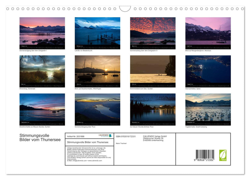 Stimmungsvolle Bilder vom Thunersee (CALVENDO Wandkalender 2026)