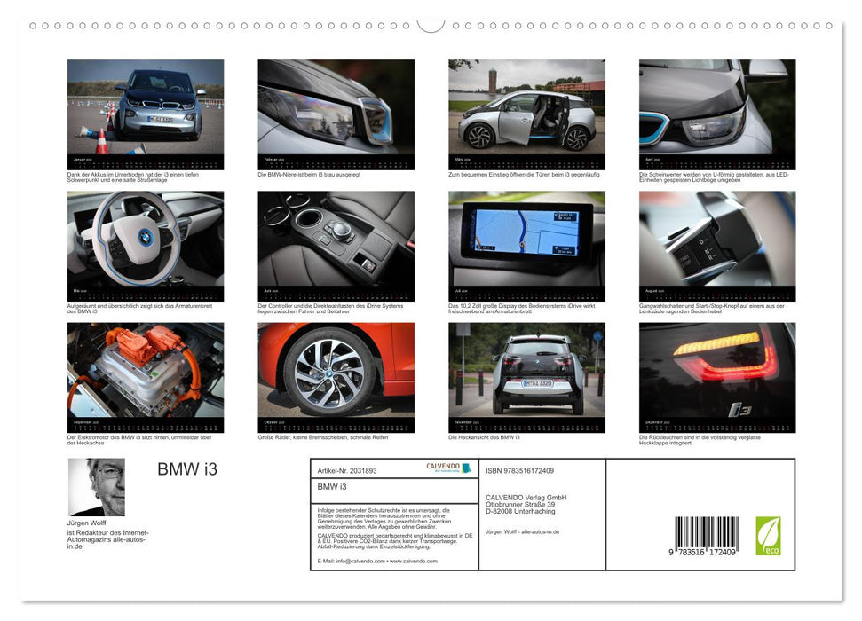 BMW i3 (CALVENDO Premium Wandkalender 2026)