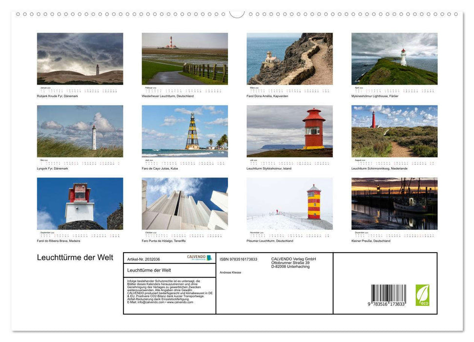 Leuchttürme der Welt (CALVENDO Premium Wandkalender 2026)
