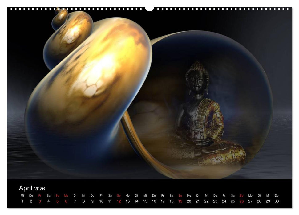 Buddha und Yin Yang (CALVENDO Premium Wandkalender 2026)