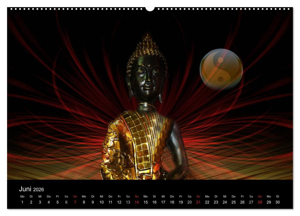 Buddha und Yin Yang (CALVENDO Premium Wandkalender 2026)