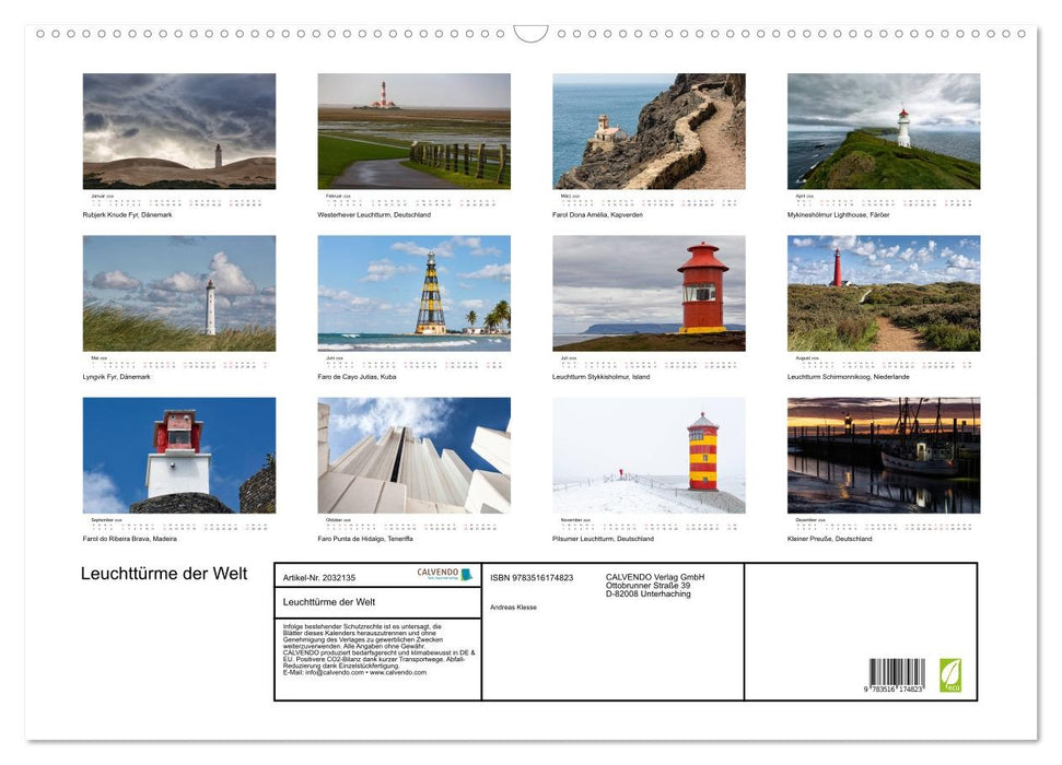 Leuchttürme der Welt (CALVENDO Wandkalender 2026)