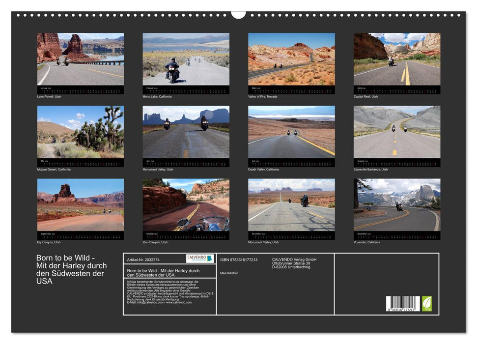 Born to be Wild - Mit der Harley durch den Südwesten der USA (CALVENDO Wandkalender 2026)