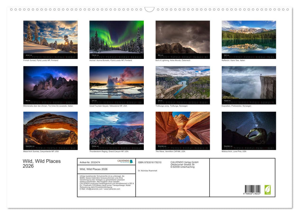 Wild, Wild Places 2026 (CALVENDO Wandkalender 2026)