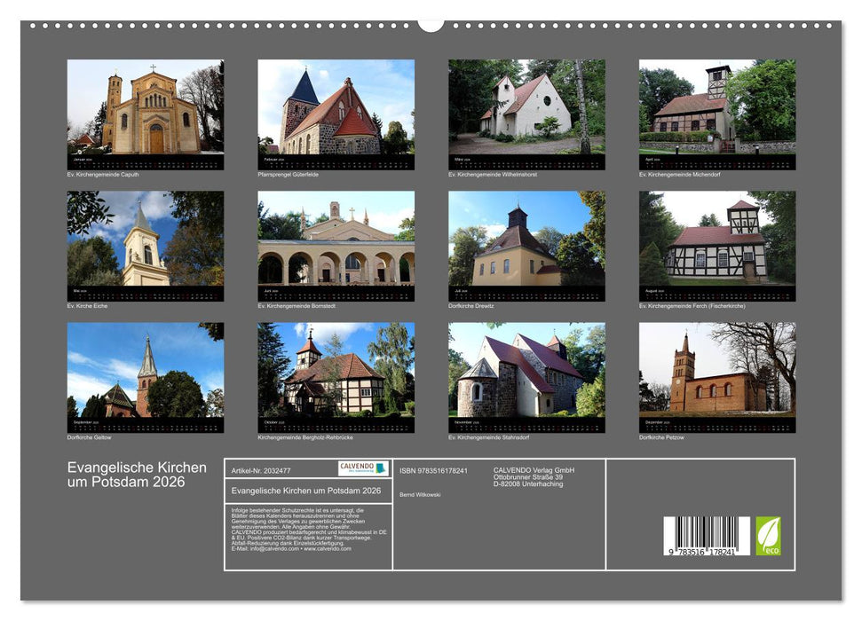 Evangelische Kirchen um Potsdam 2026 (CALVENDO Premium Wandkalender 2026)