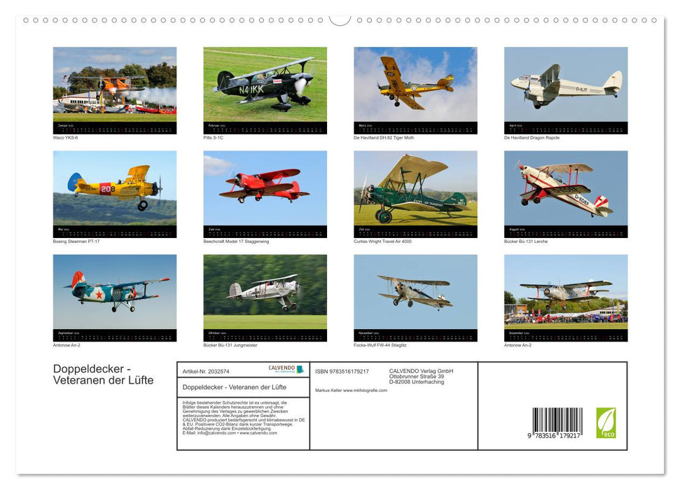 Doppeldecker - Veteranen der Lüfte (CALVENDO Premium Wandkalender 2026)