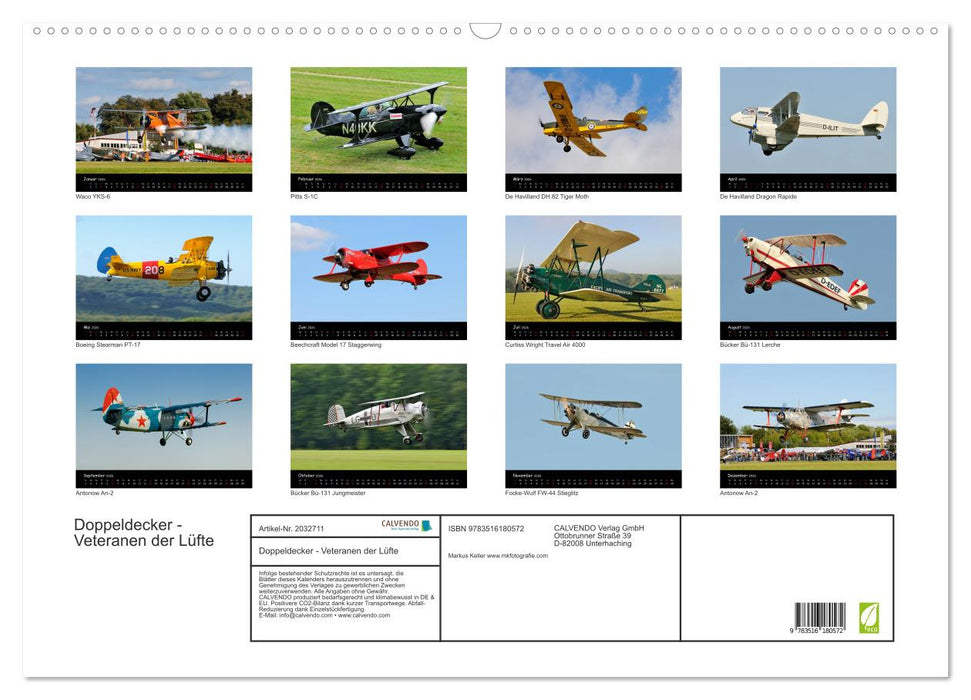 Doppeldecker - Veteranen der Lüfte (CALVENDO Wandkalender 2026)