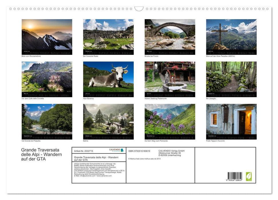 Grande Traversata delle Alpi - Wandern auf der GTA (CALVENDO Wandkalender 2026)