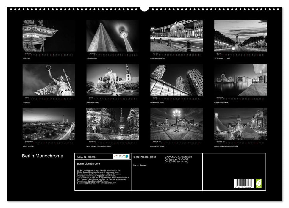 Berlin Monochrome (CALVENDO Wandkalender 2026)