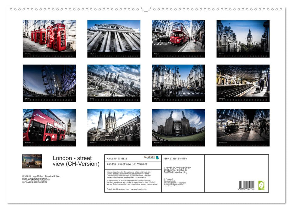London - street view (CH-Version) (CALVENDO Wandkalender 2026)