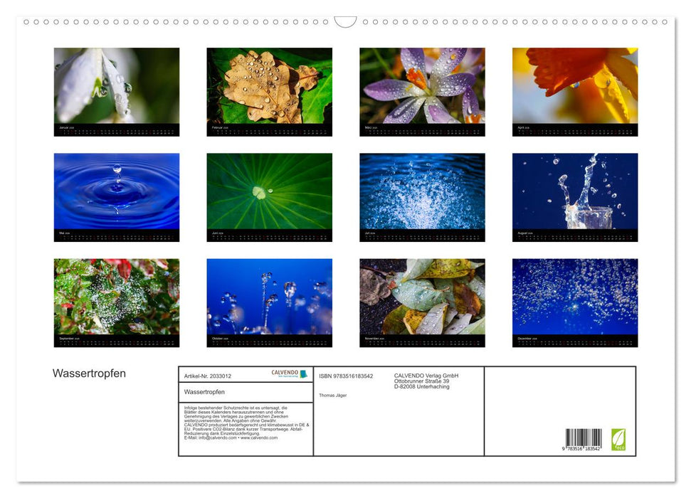 Wassertropfen (CALVENDO Wandkalender 2026)