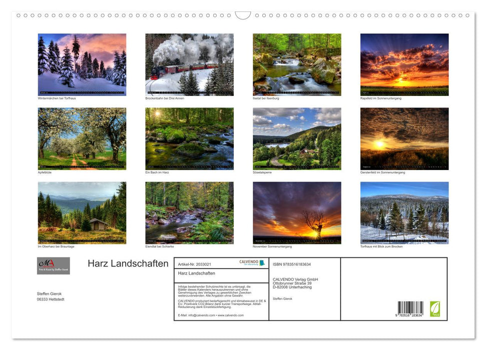 Harz Landschaften (CALVENDO Wandkalender 2026)