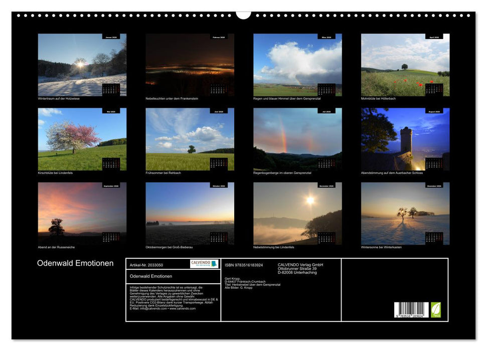 Odenwald Emotionen (CALVENDO Wandkalender 2026)