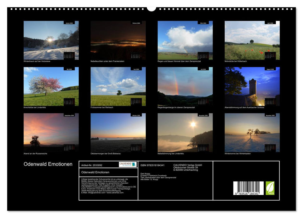 Odenwald Emotionen (CALVENDO Premium Wandkalender 2026)
