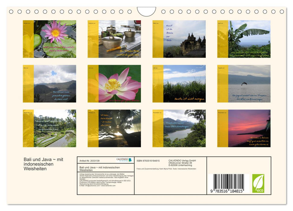 Bali und Java ~ mit indonesischen Weisheiten (CALVENDO Wandkalender 2026)