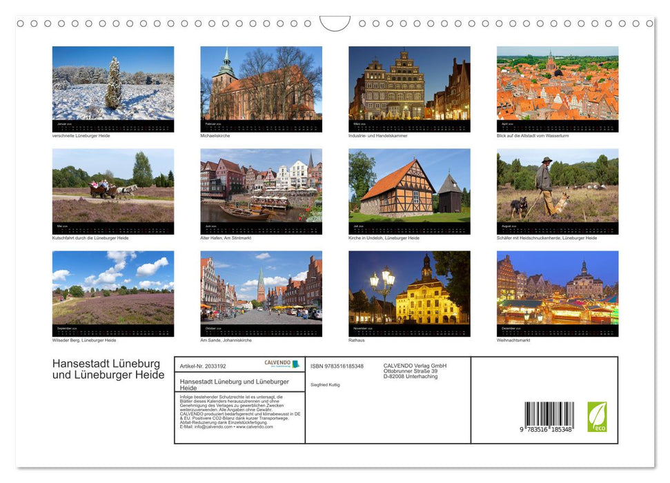 Hansestadt Lüneburg und Lüneburger Heide (CALVENDO Wandkalender 2026)