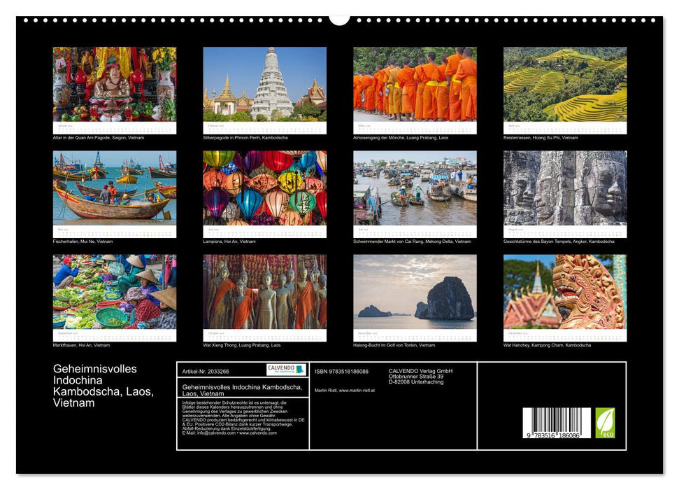 Geheimnisvolles Indochina Kambodscha, Laos, Vietnam (CALVENDO Premium Wandkalender 2026)