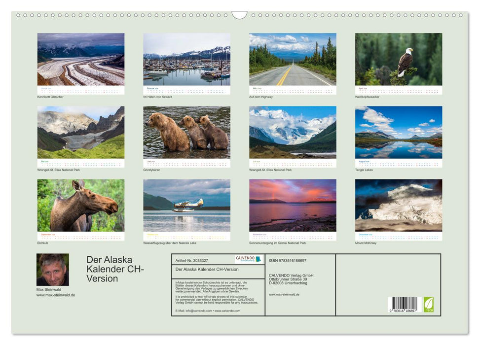 Der Alaska Kalender CH-Version (CALVENDO Wandkalender 2026)