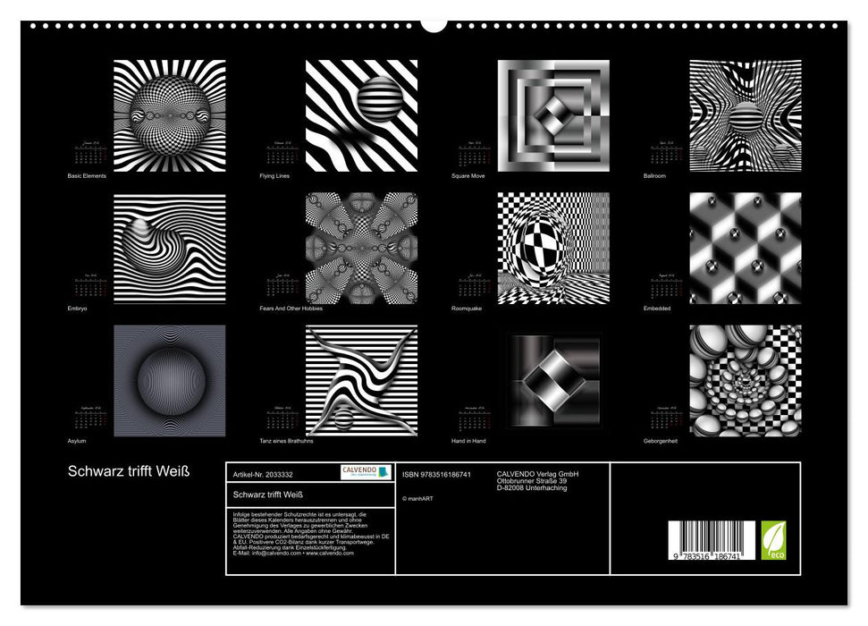 Schwarz trifft Weiß (CALVENDO Premium Wandkalender 2026)