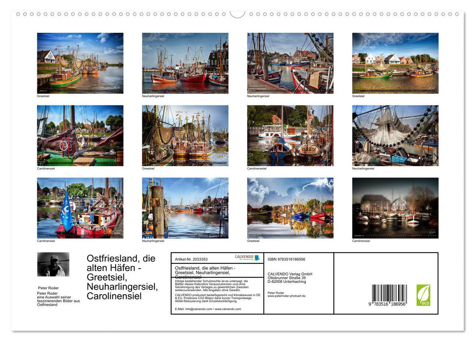 Ostfriesland, die alten Häfen - Greetsiel, Neuharlingersiel, Carolinensiel (CALVENDO Premium Wandkalender 2026)