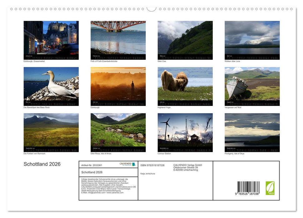 Schottland 2026 (CALVENDO Premium Wandkalender 2026)