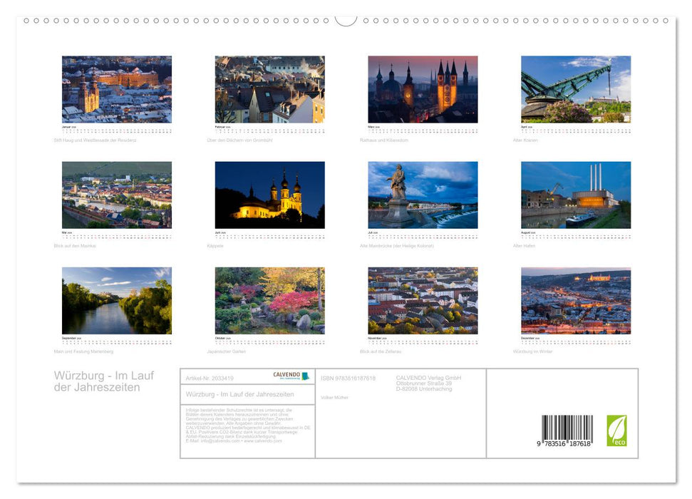 Würzburg - Im Lauf der Jahreszeiten (CALVENDO Premium Wandkalender 2026)