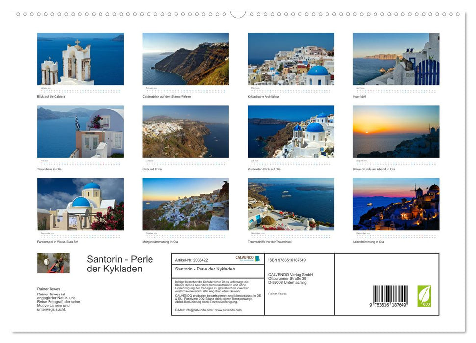 Santorin - Perle der Kykladen (CALVENDO Premium Wandkalender 2026)