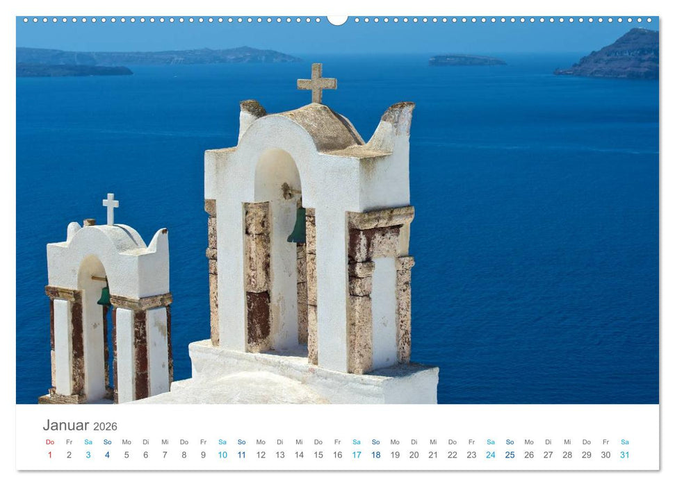 Santorin - Perle der Kykladen (CALVENDO Premium Wandkalender 2026)