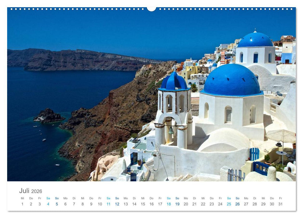 Santorin - Perle der Kykladen (CALVENDO Premium Wandkalender 2026)