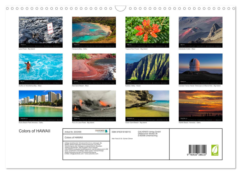 Colors of HAWAII (CALVENDO Wandkalender 2026)
